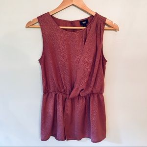 Dusty Rose Embossed Print Wrap Peplum Tank